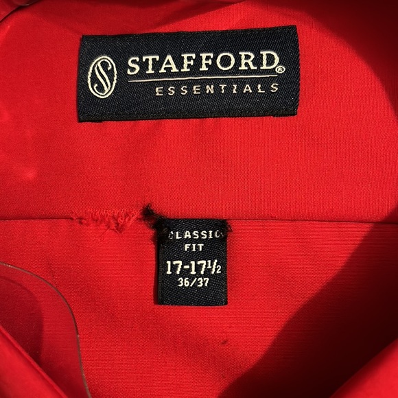 Mens Stafford Essentials Red dress shirt with tie - Picture 2 of 5